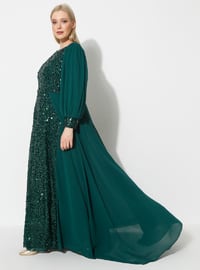 Emerald - Fully Lined - Crew neck - Modest Plus Size Evening Dress - Arıkan