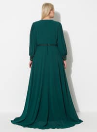 Emerald - Fully Lined - Crew neck - Modest Plus Size Evening Dress - Arıkan