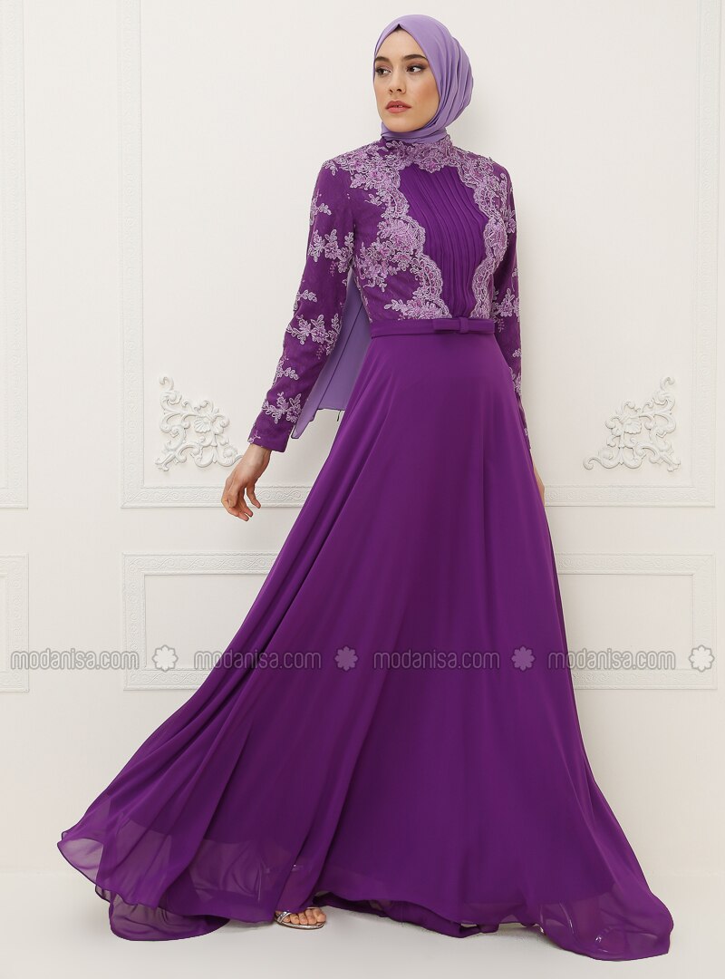 Purple Muslim Evening Dress 