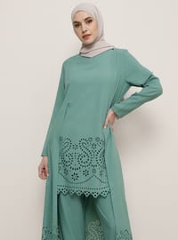 Laser Cut Detailed Tunic Pants Co-Ord