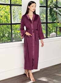 Plum - - Viscose - Morning Robe