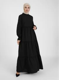 Mandarin Collar Dress - Black