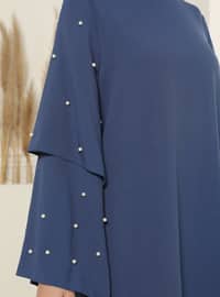 Pearl Flounced Detailed Dress - Indigo
