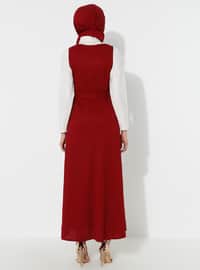 Maroon - Sweatheart Neckline - Dress