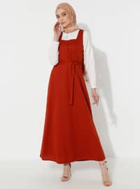 Terra Cotta - Sweatheart Neckline - Dress