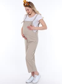 Beige - Unlined - - Maternity Dress