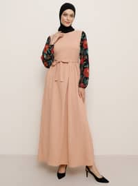 Dusty Rose - Floral - Crew neck - Unlined - Dress