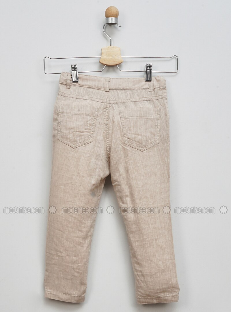 Lin Beige Pantalons Pour Garcon