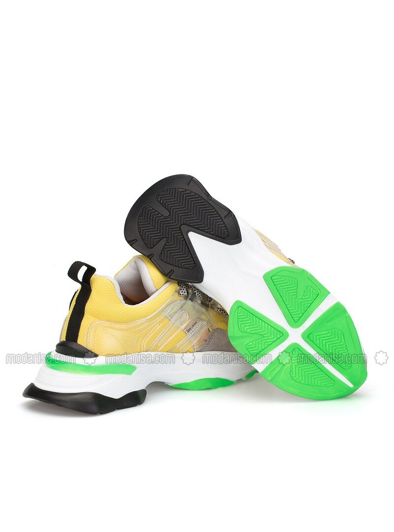 yellow sports shoes