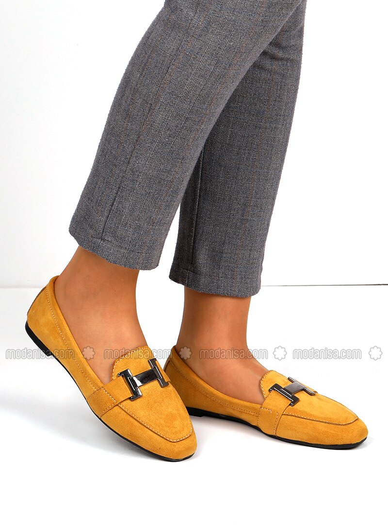 mustard flat shoes
