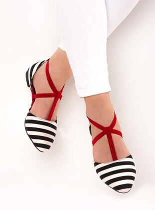 White - Red - Black - Flat - Flat Shoes - Fox Shoes