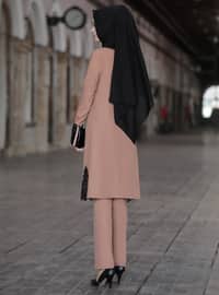 Tunic & Pants Two Piece Hijab Evening Dresses Camel