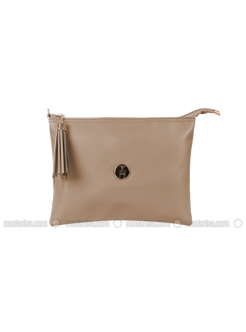 beige clutch purse