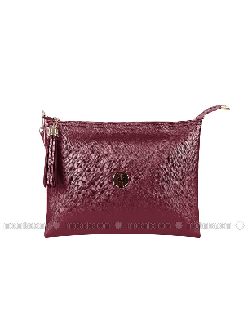 maroon clutch bag