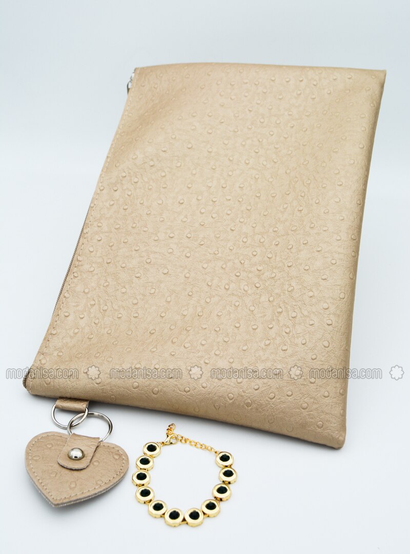 beige clutch purse