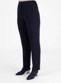 Navy Blue - Plus Size Pants - Arıkan
