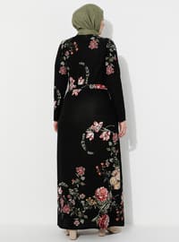 Flower Patterned Dress Black