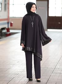 Işıl Tunic & Pants Two Piece Hijab Evening Dresses Purple