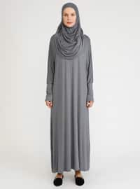 Gray - Unlined - Viscose - Prayer Clothes - Hal-i Niyaz