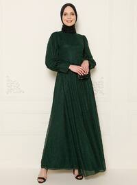Green - Crew neck - Muslim Evening Dress