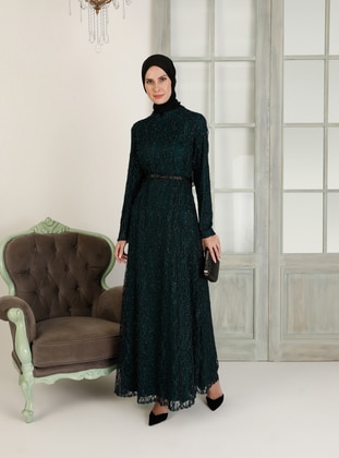 Emerald - Fully Lined - Crew neck - Muslim Evening Dress - Rabeysa