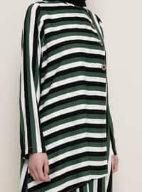 Green - Stripe - Point Collar - Tunic