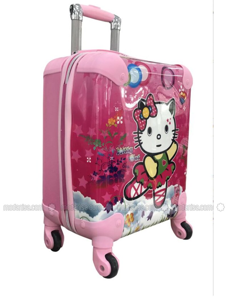 pink and white suitcase