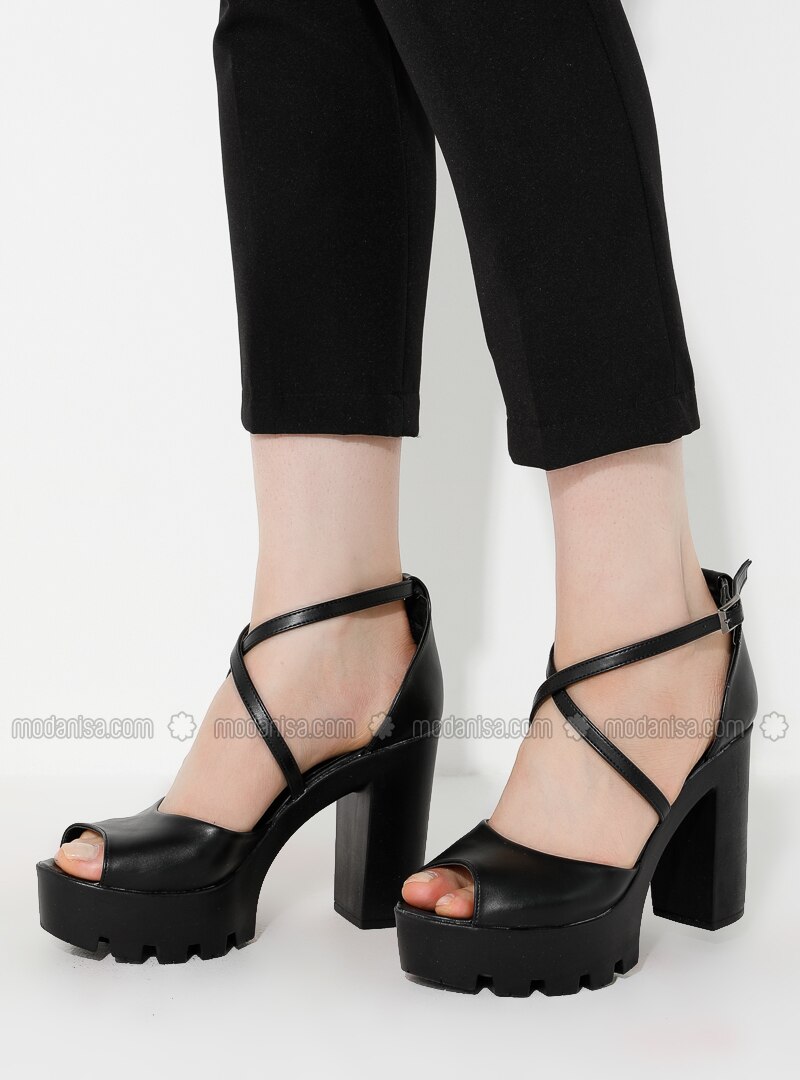 all black high heels