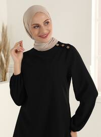 Button Detailed Tunic - Black