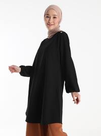 Button Detailed Tunic - Black