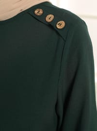 Sleeves Rubber Detailed Dress - Emerald Green