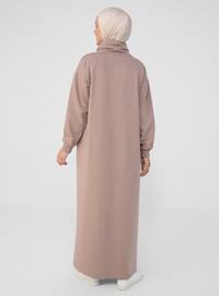 Camel - Polo neck - Unlined - - Dress