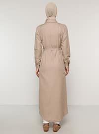 Mink - Unlined - Point Collar - - Knit Dresses