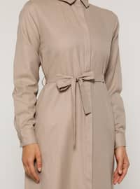 Mink - Unlined - Point Collar - - Knit Dresses