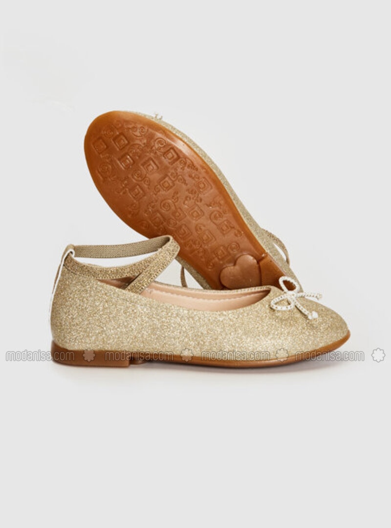 girls flat gold shoes