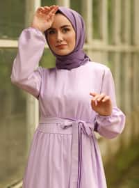 Lilac - Lilac - Crew neck - Unlined - Cotton - Dress