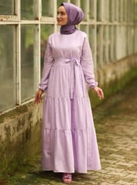 Lilac - Lilac - Crew neck - Unlined - Cotton - Dress