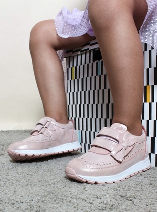 Hakiki Deri Pudra Simli Kız Çocuk Sneaker Ayakkabı - Fast Step