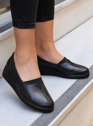 Hakiki Deri Siyah Kadın Casual Ayakkabı - Fast Step