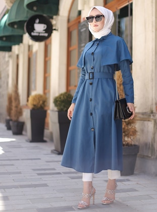 Petrol - Unlined - Point Collar - - Trench Coat - Tofisa
