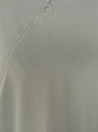 Oversize Zipper Detailed Tunic - Oil Green
