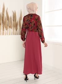 Floral Print Dress - Damson