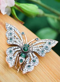 Emerald Stone Butterfly Brooch