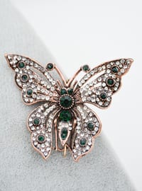 Emerald Stone Butterfly Brooch