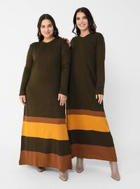Knit Dress - khaki mustard