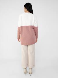 Ecru - Dusty Rose - Acrylic - - Crew neck - Plus Size Knit Tunics