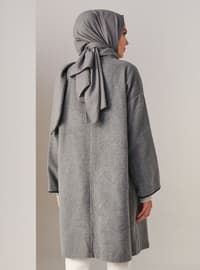Gray - Unlined - Polo neck - Acrylic - - Topcoat