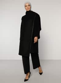 Black - Unlined - Polo neck - Acrylic - - Topcoat