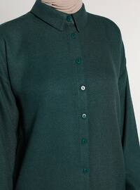 Green - Point Collar - Acrylic - Viscose - Tunic
