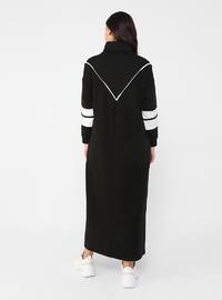 White - Black - Unlined - Polo neck - - Plus Size Dress
